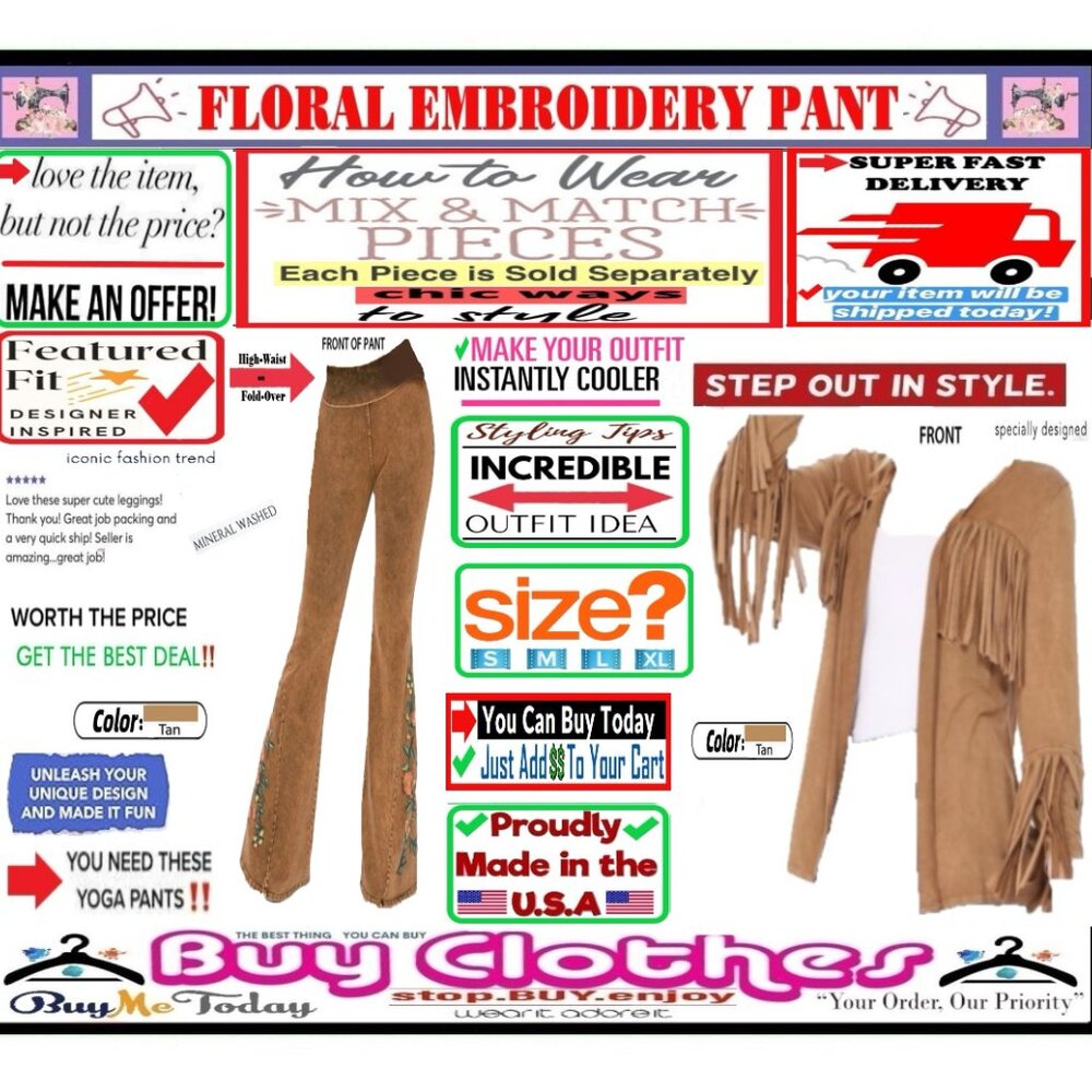 ๐ BOTTOM Fold Embroidery ๐ FLORAL โ LEGGING PANT Waist FLARE Wash ๐ธ BUY NOWโ - Picture 11 of 16